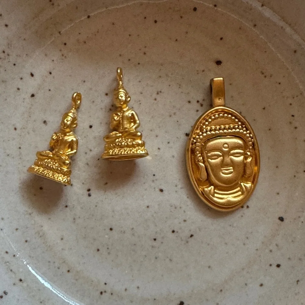 Destash! Sterling gold vermeil Buddhas - Picture 1 of 2